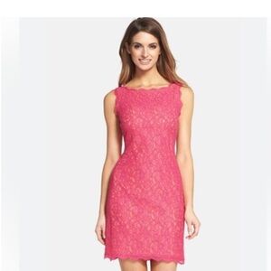 Adrianna Papell Pink Lace Mini Dress